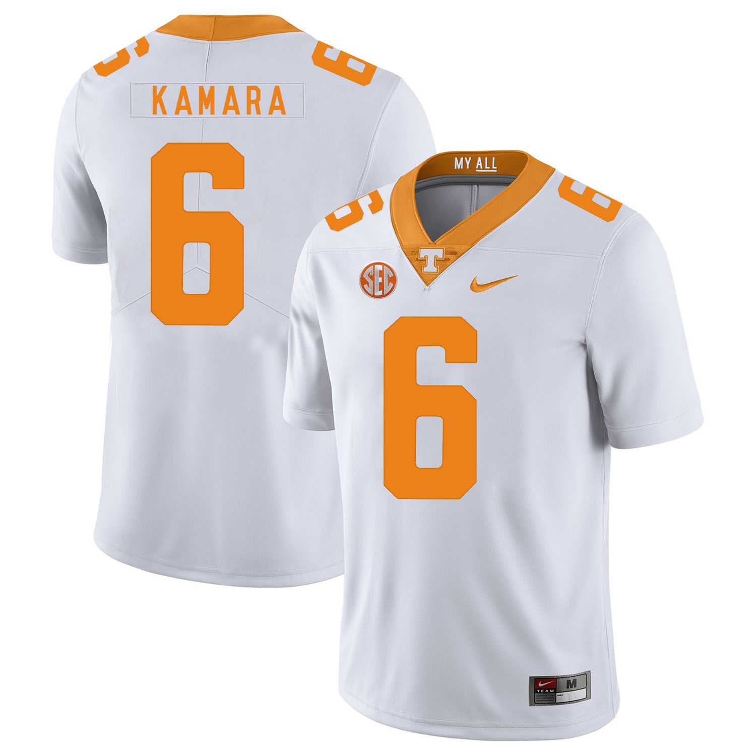 Men Tennessee Volunteers #6 Kamara White Customized NCAA Jerseys
